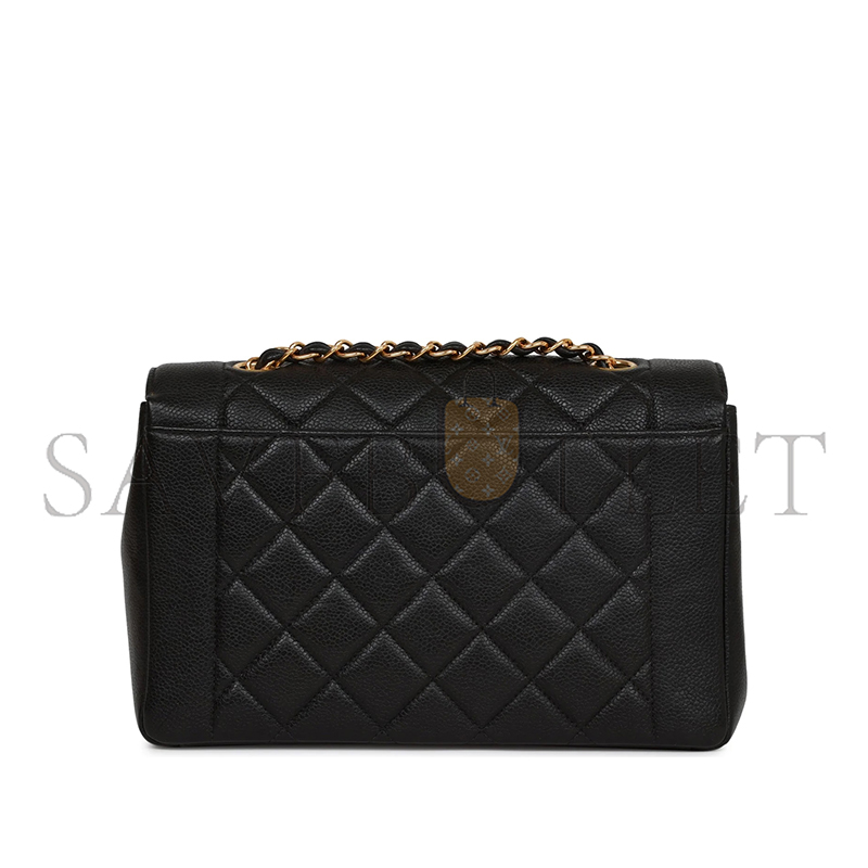 Ch*el medium diana flap bag black caviar gold hardware a2221 (22.5*14*7cm)
